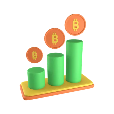 Bitcoin-Handelsdiagramm  3D Illustration