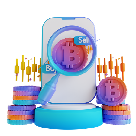 Bitcoin-Handelssuche  3D Icon