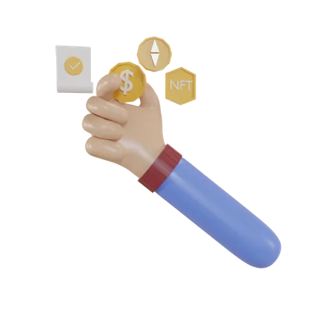 Bitcoin Hold  3D Illustration