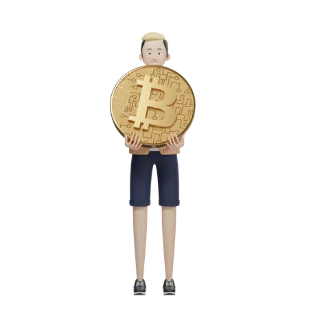 Bitcoin Holder  3D Illustration