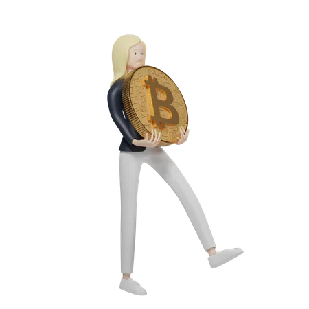 Bitcoin Holder  3D Illustration