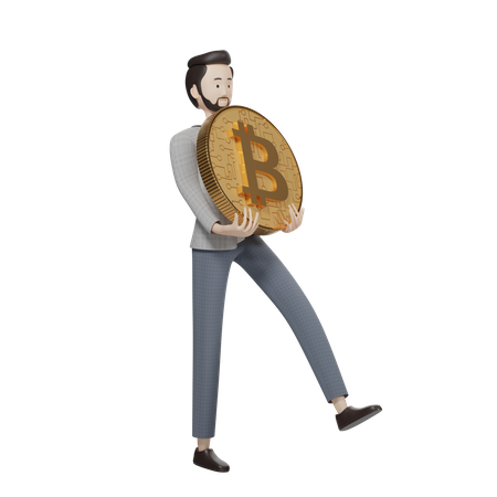 Bitcoin Holder  3D Illustration