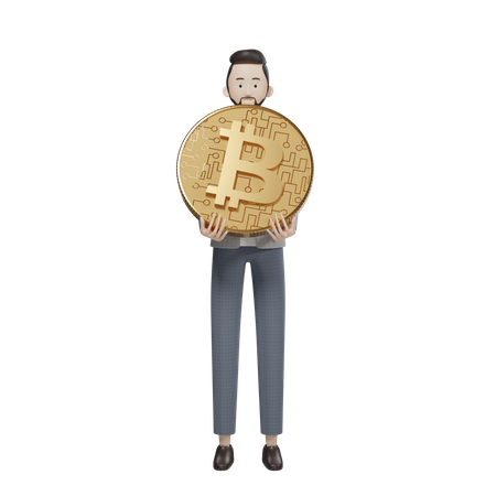 Bitcoin Holder  3D Illustration