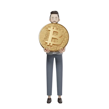 Bitcoin Holder  3D Illustration