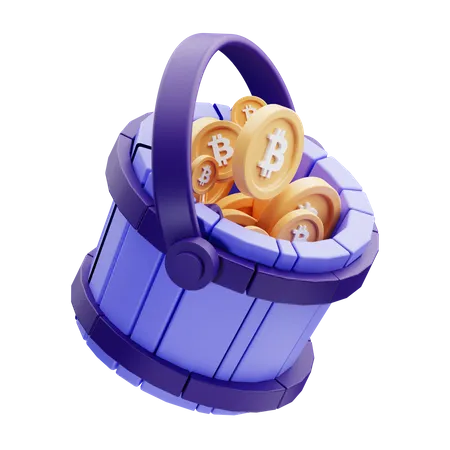 Bitcoin In Bucket  3D Illustration