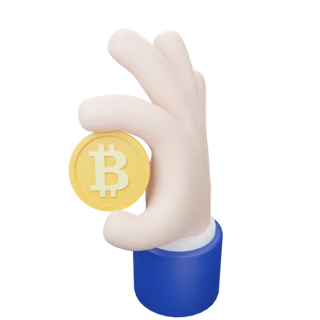 Bitcoin in der Hand  3D Icon