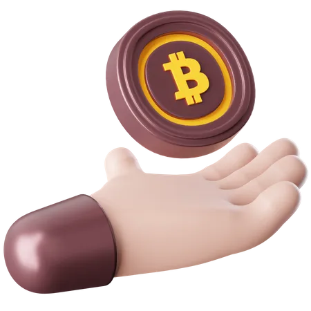 Bitcoin in der Hand  3D Icon