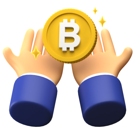Bitcoin In Hands 3D Illustration