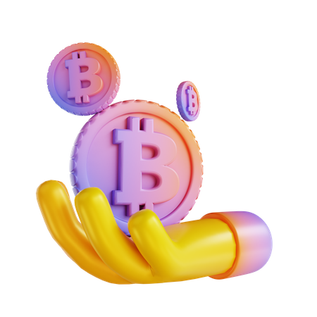 Bitcoin in hands 3D Illustration