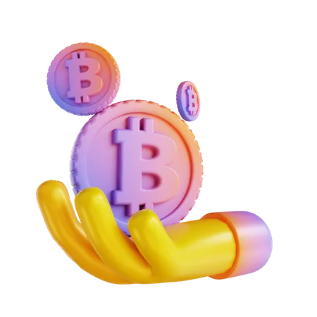 3 D Illustration Colorful Hand And Bitcoin 3D Illustration