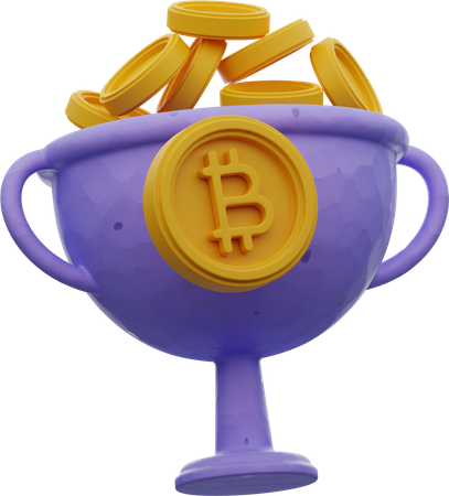 Bitcoin In Winner Cup 3D Illustration