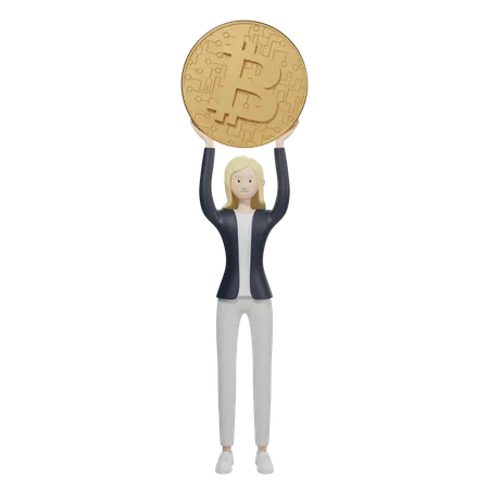 Bitcoin-Halter  3D Illustration