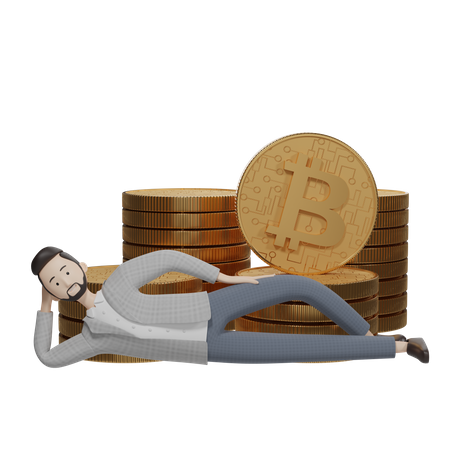Inversor bitcoin  3D Illustration