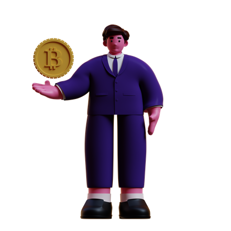 Inversor bitcoin  3D Illustration