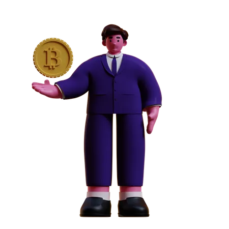 Inversor bitcoin  3D Illustration