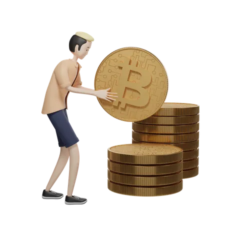 Investisseur Bitcoin  3D Illustration