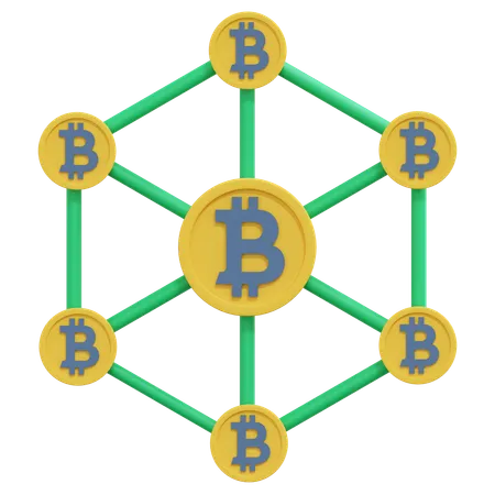 Bitcoin Decentralized Network 3 D Crypto Icon Illustration 3D Icon