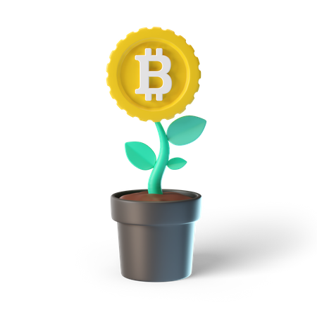 Bitcoin Investment Plant  3D Illustration