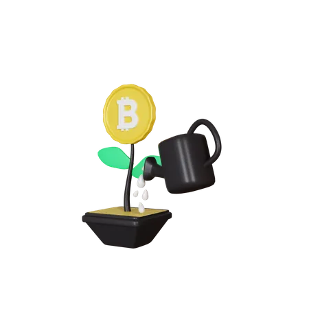 3 D Rendering Bitcoin Plant Illustration 3D Illustration