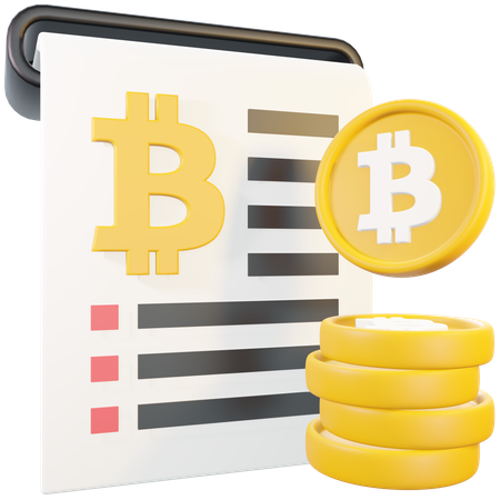 Bitcoin Invoice  3D Illustration