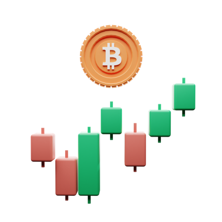 Bitcoin Candle Chart  3D Illustration