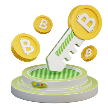 Bitcoin Key  3D Icon