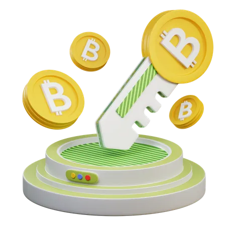 Bitcoin Key  3D Icon