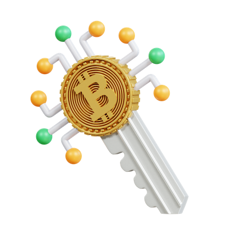 Bitcoin Key  3D Icon