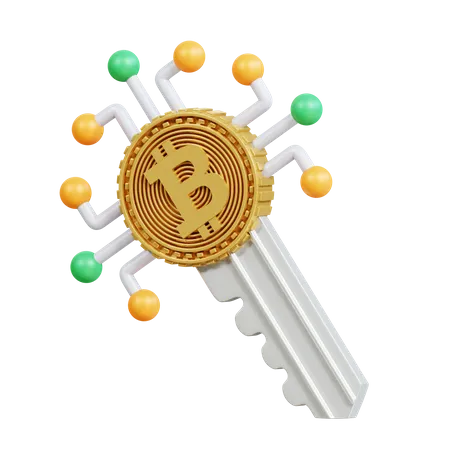 Bitcoin Key  3D Icon