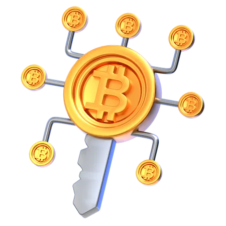 Bitcoin Key  3D Icon