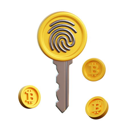 Bitcoin Key  3D Icon