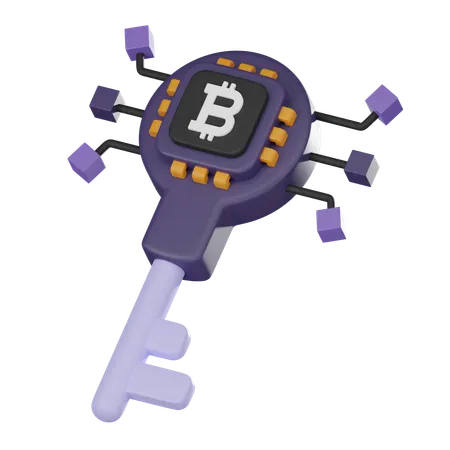 Bitcoin Key  3D Icon