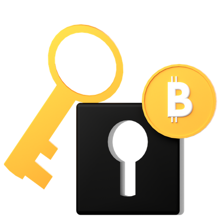 Bitcoin Key  3D Icon