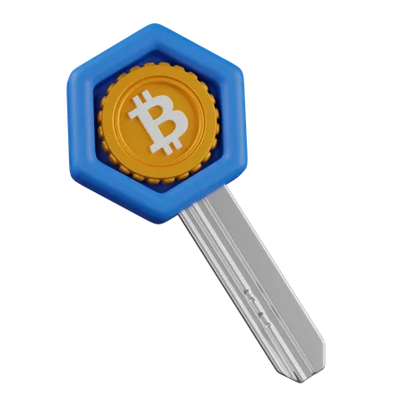 Bitcoin Key  3D Icon