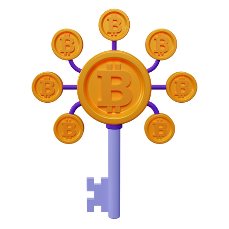 Bitcoin Key  3D Icon