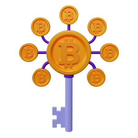 Bitcoin Key  3D Icon