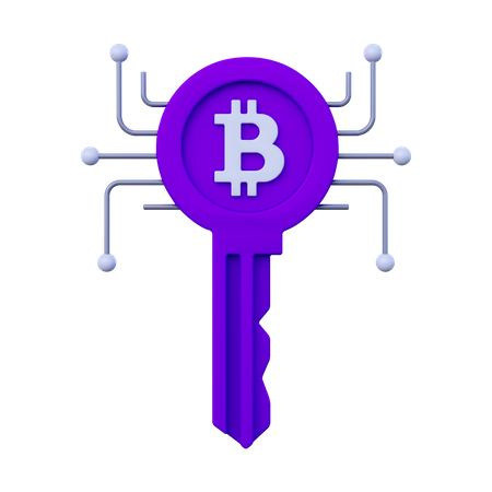 Bitcoin key  3D Icon
