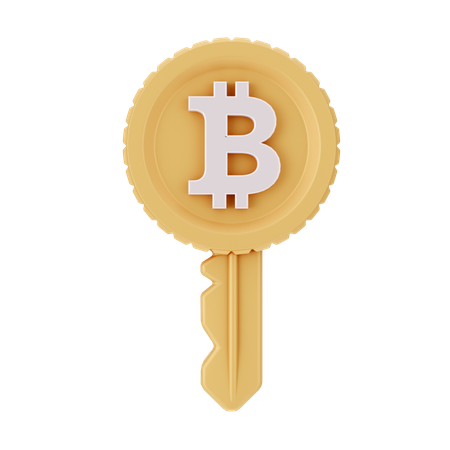 Bitcoin Key  3D Icon