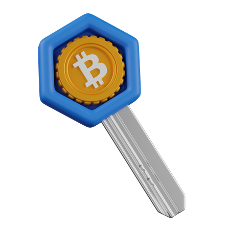 Bitcoin Key  3D Icon