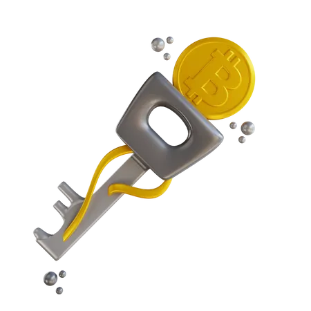 Bitcoin Key  3D Illustration