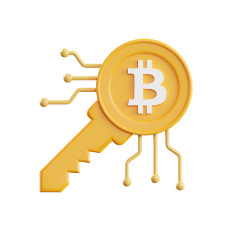 Bitcoin Key  3D Illustration