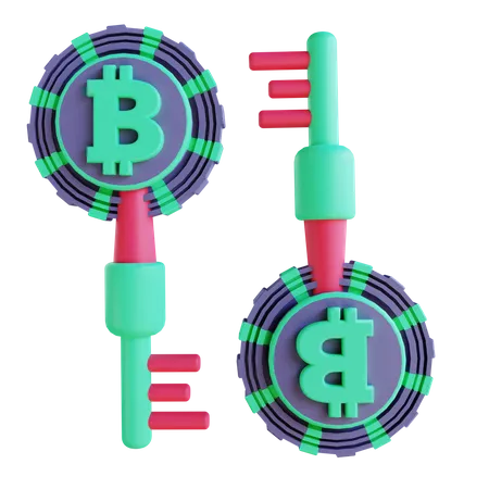 Bitcoin key  3D Illustration