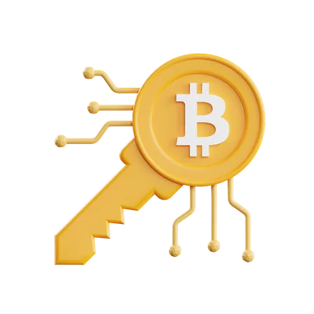 Bitcoin Key 3D Illustration