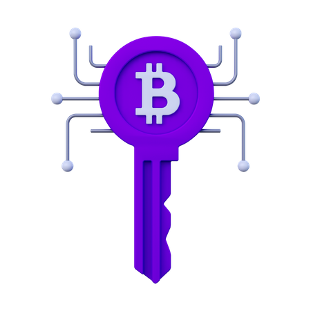 Bitcoin key  3D Icon