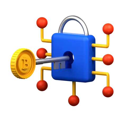 Bitcoin Encryption Key 3 D Illustration 3D Icon