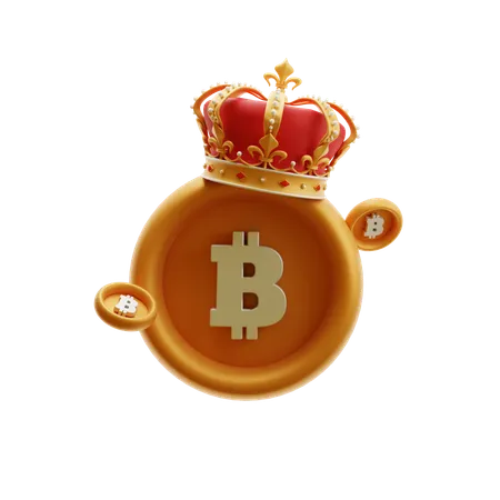 Bitcoin With Crown 3 D Illustration 3D Icon