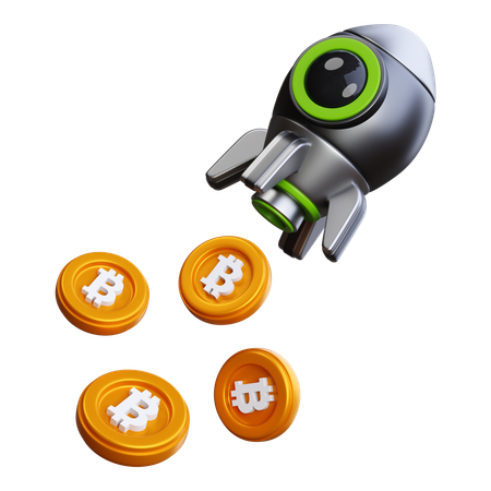 Lançamento de bitcoin  3D Icon