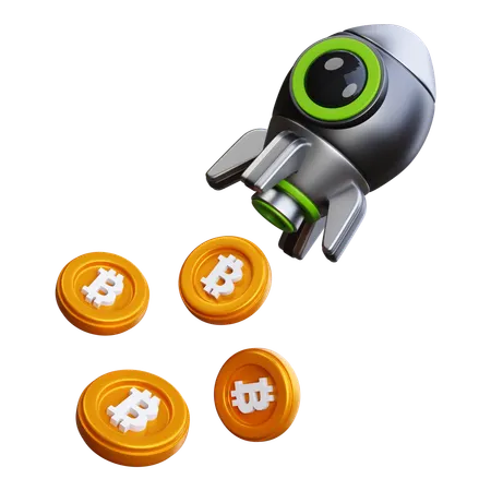 Lançamento de bitcoin  3D Icon