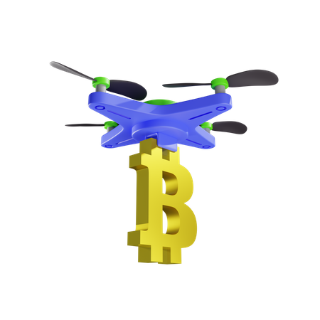 Lieferung von Bitcoin per Drohne  3D Illustration