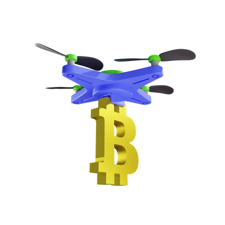 Lieferung von Bitcoin per Drohne  3D Illustration